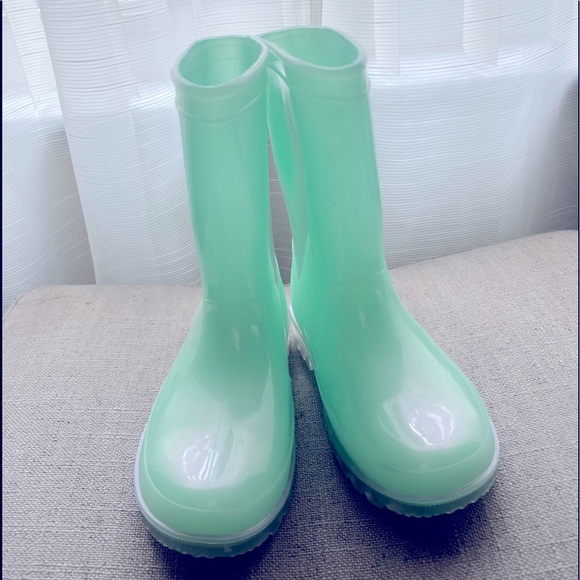 Toddler Girls Shimmery Light Green Rain Boots —K KomForme ,size11 - Picture 5 of 6